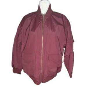 NWT a.n.a. Women's Wine Front Zipper Winter Faux Fur Lining Coat Size Large